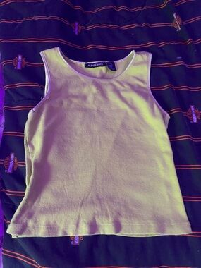 Ava & Viv Cream Ribbed Scoop Neck Tank - Classic Women's Tank Top